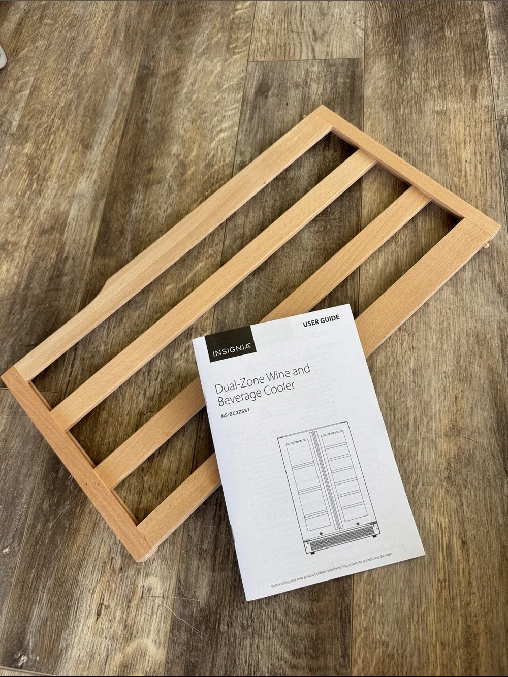 Insignia Dual-Zone Wine & Beverage Cooler NS-BC2ZSS1 Natural Wood Shelves (12)